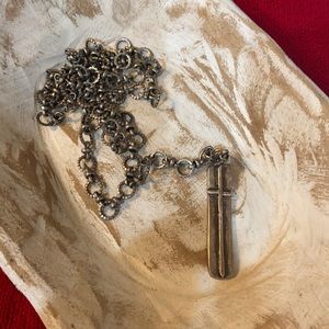 Long sterling cross necklace